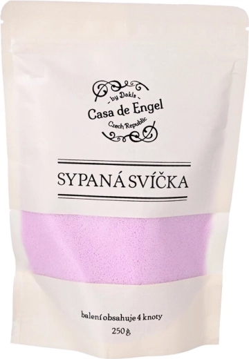 Fialový sypaný vosk na sviečky 250 g + 4 knôty