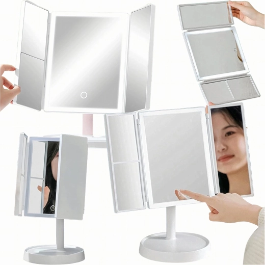 Skladacie kozmetické zrkadlo s LED osvetlením 3×