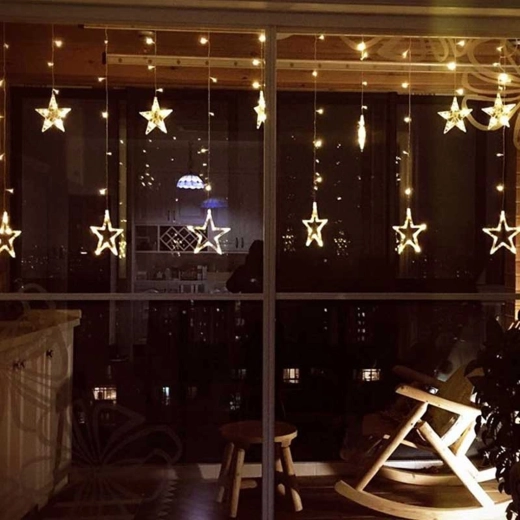 Svetelný záves s hviezdami 2 m, 120 LED – 1 kus