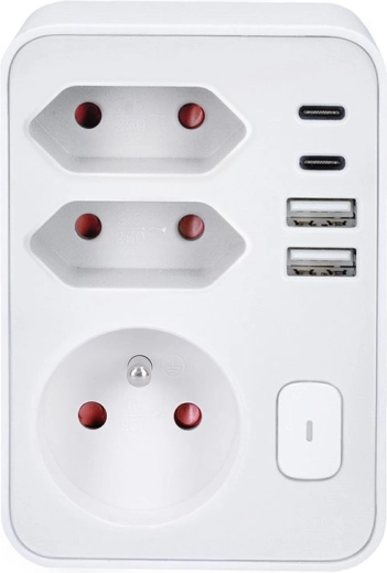 Solight zásuvková rozbočka s USB rýchlonabíjaním 20 W PD, biela