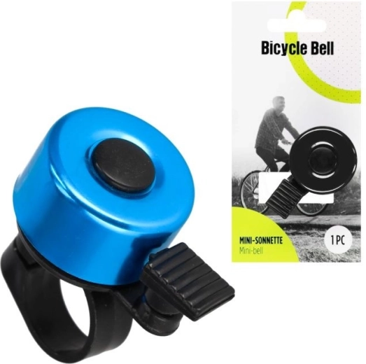 Kovový zvonček na bicykel mini (modrý alebo čierny) - 1 kus