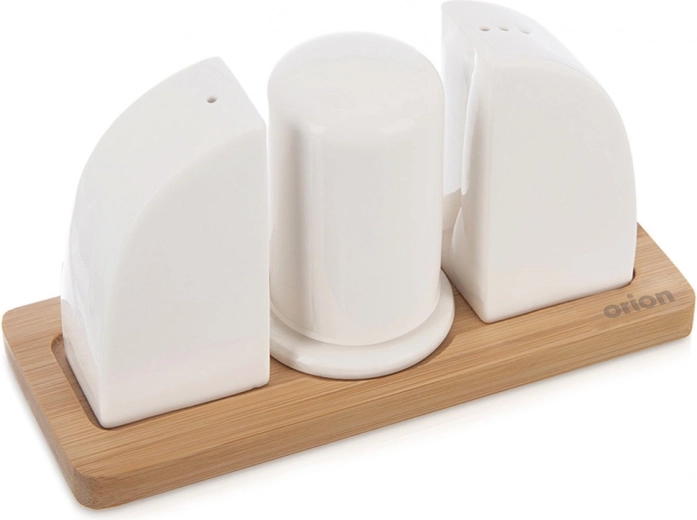 Porcelánová soľnička a korenička so stojanom WHITELINE, 4-dielna súprava