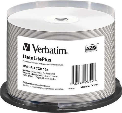 Verbatim DataLifePlus DVD-R 4,7 GB 16x s potlačiteľným povrchom - 50 ks