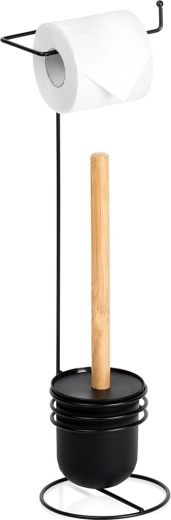 Stojan na toaletný papier so štetkou, čierny, 53 cm