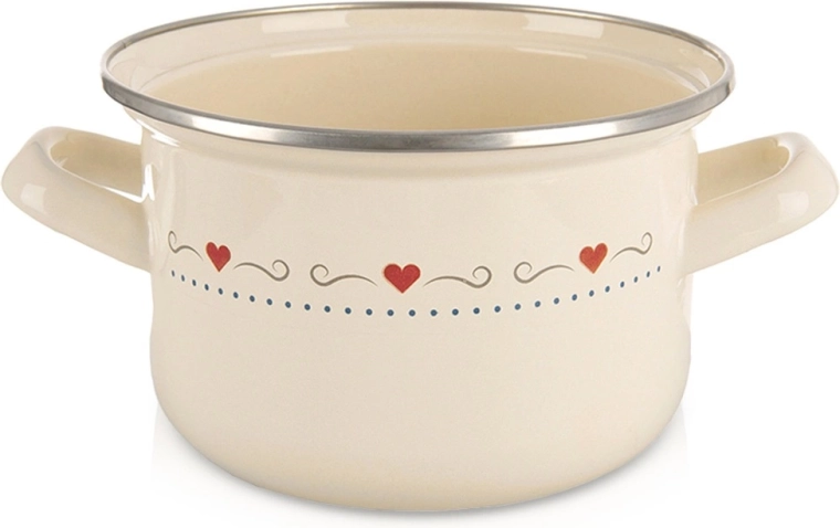 Smaltovaný hrniec TONCA 16 cm, 1,4 l – krémový