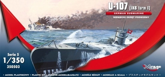 Plastikový model ponorky U-Boot U-107 triedy IXB