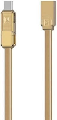 Zlatý 3v1 nabíjací a dátový kábel REMAX (USB‑C, Micro‑USB, Lightning) 1 m
