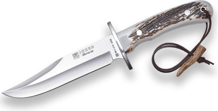 Joker CC96 bowie lovecký nôž 16 cm, parohová rukoväť, kožené puzdro
