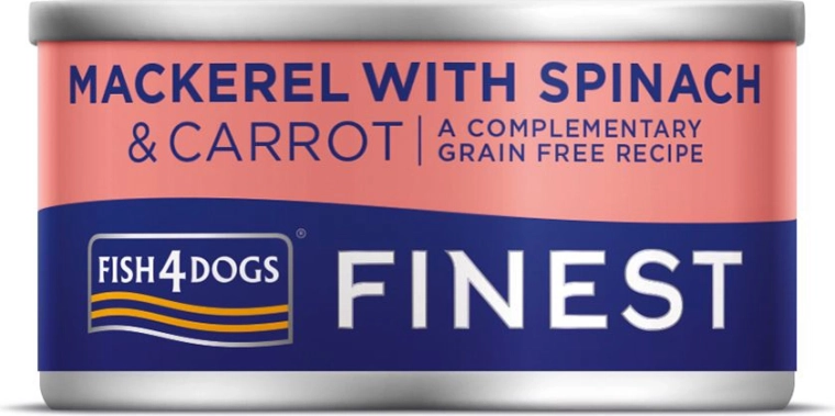 Konzerva pre psy s makrelou, mrkvou a špenátom 85 g