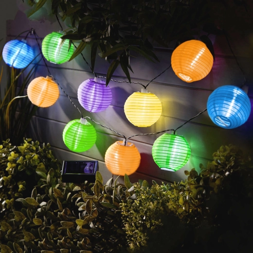 Solárna reťaz s farebnými lampášmi a LED osvetlením, 2,5 m