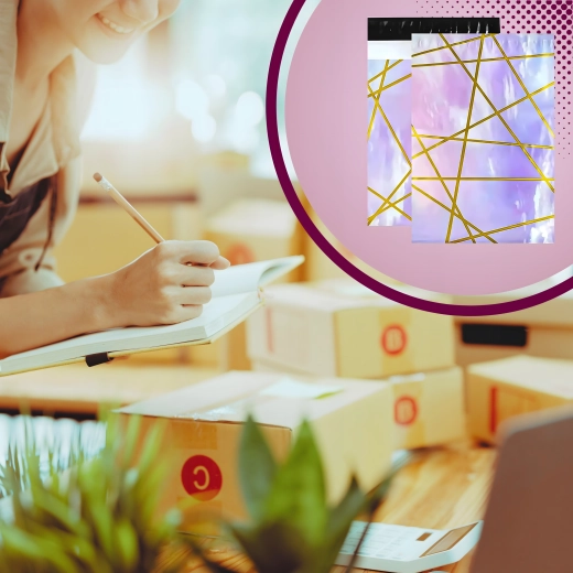 Štýlový fialovo‑zlatý dizajn