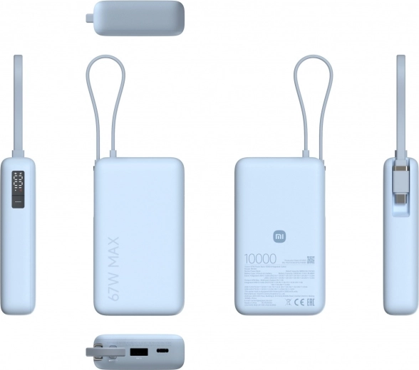 Powerbanka 10000 mAh s integrovaným káblom 67 W Ice Blue