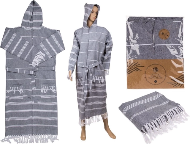 Kúpací župan po kúpaní Hammam sivý veľkosť L