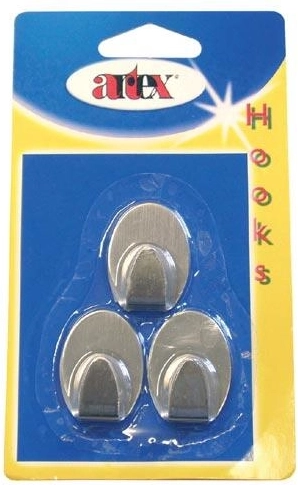 Samolepiace oválne háčiky z nerezu, malé – 3 ks
