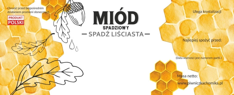 Sada etikiet na med – medovicový listnatý, 154 × 60 mm, 100 ks