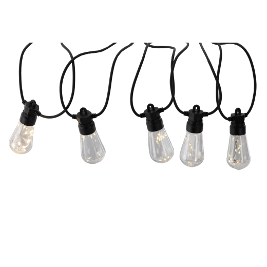 Záhradný svetelný reťaz 20 m, 20 LED, teplá biela, IP44, 12 V s úchytmi