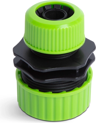 Plastový adaptér na záhradnú hadicu 1/2" až 3/4" zelený/čierny