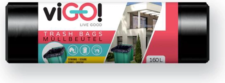 Vrecia na odpad 160 l VIGO DeLuxe, čierne, 10 ks