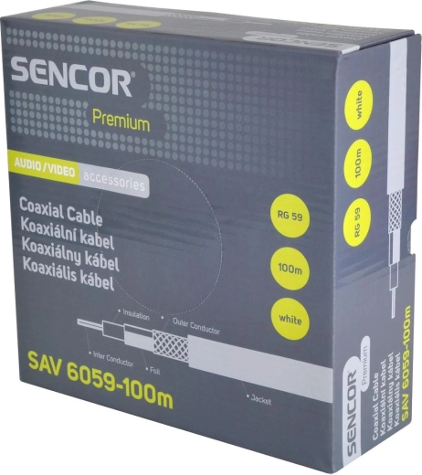 Sencor koaxiálny kábel RG-59, 100 m