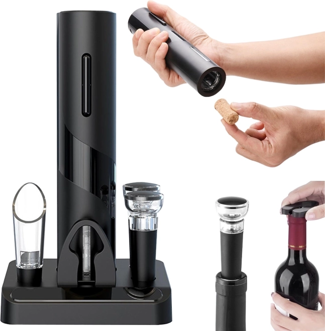 Elektrická sada na víno s vývrtkou a príslušenstvom