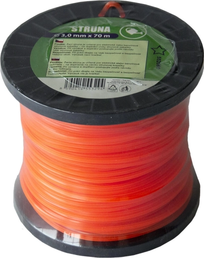 Nylonová žacia struna 3 mm hviezda, 70 m oranžová