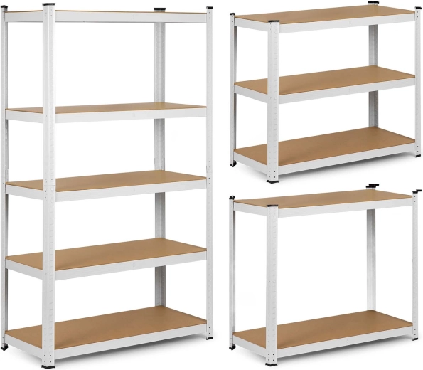 Kovový regál Humberg 150 × 75 × 30 cm, biely, 5 políc