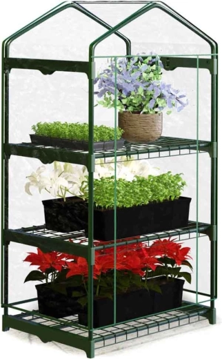 Záhradný mini skleník s 3 policami 125 × 69 × 49 cm Plonos