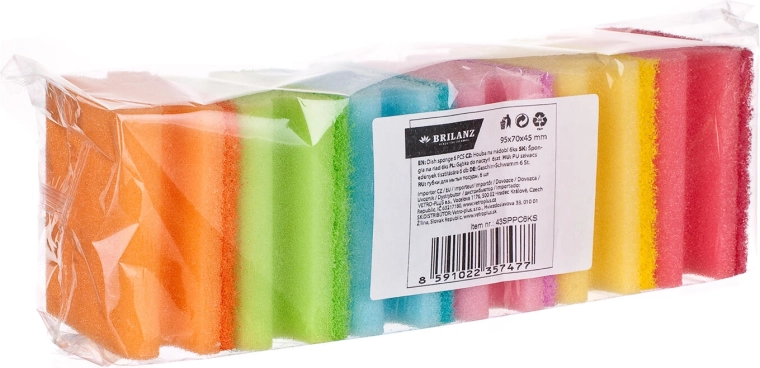 Tvarované hubky na riad 9,5 × 7 × 4,5 cm, mix farieb (6 ks) BRILANZ