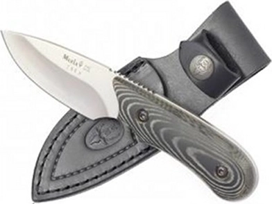 Muela Ibex 8M malý lovecký nôž 8 cm, čierno‑sivá Micarta, kožené puzdro