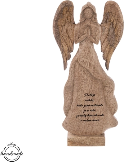 Anjel z mangového dreva – motív neba, výška 36 cm