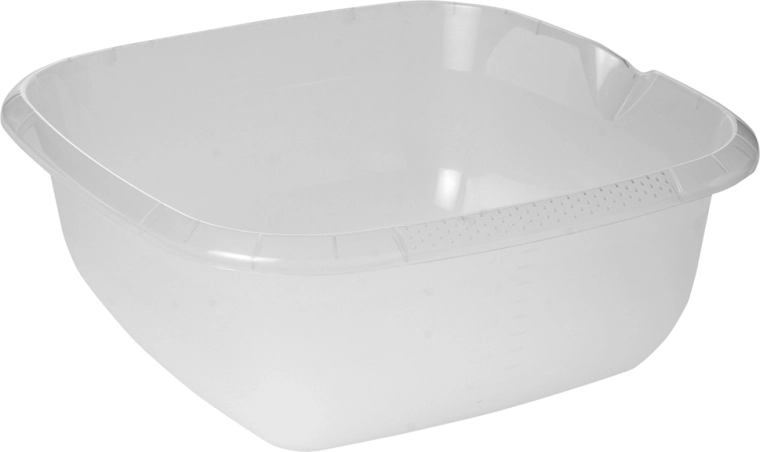 Transparentná štvorcová misa s výlevkou 13 l (38 × 38 cm)