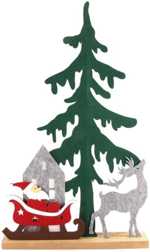 Plstená vianočná dekorácia Santa na saniach 32 cm