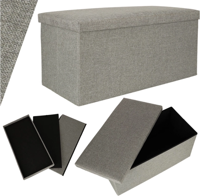 Šedý skladací úložný puf 76x38x38 cm