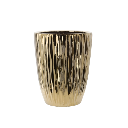Keramický obal na kvetináč 29 × 29 × 41,5 cm zlatý lesk