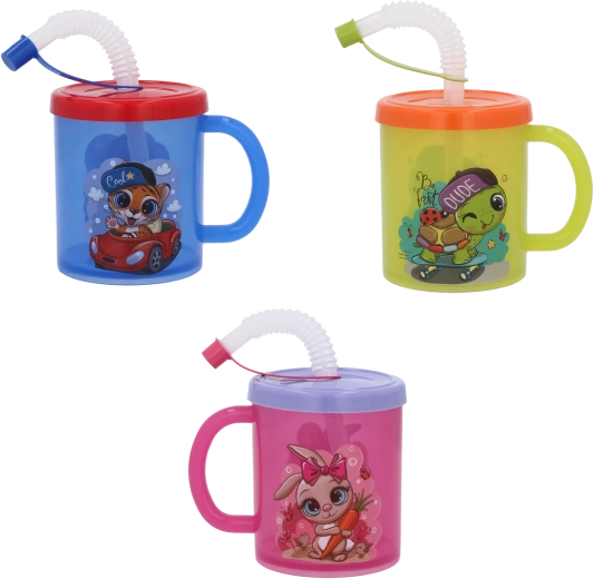 Detský plastový hrnček so slamkou 210 ml