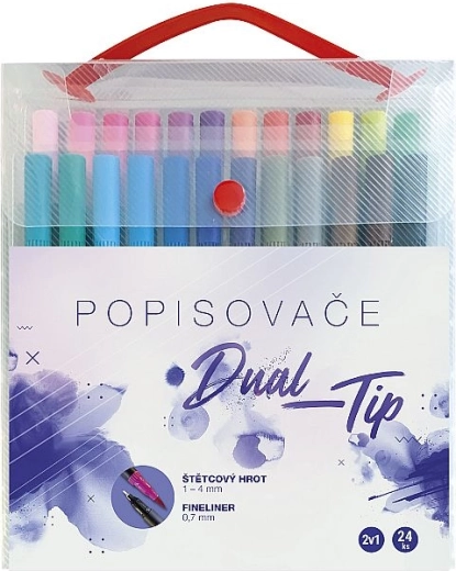 Sada popisovačov Concorde Dual‑Tip, 24 farieb v boxe