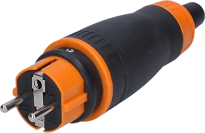 Solight zástrčka do vlhka priama IP44 čierno-oranžová - 1 kus