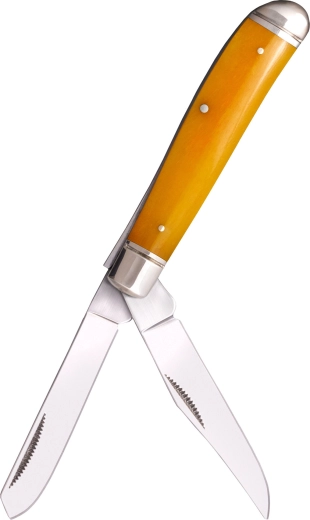 Cold Steel Mini Trapper žltý vreckový nôž s dvoma čepeľami
