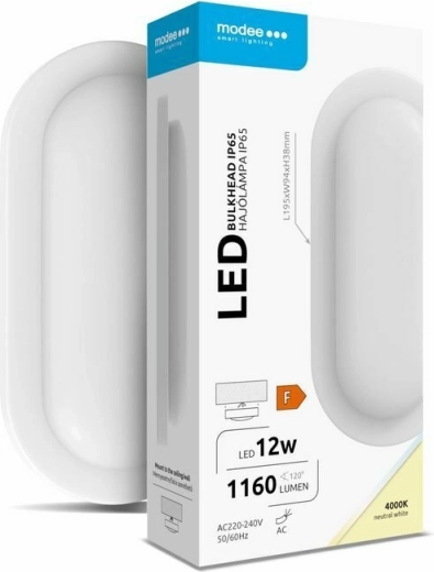 Oválne LED nástenné/stropné svietidlo Modee Bulkhead 12 W 4000 K 1160 lm, biele