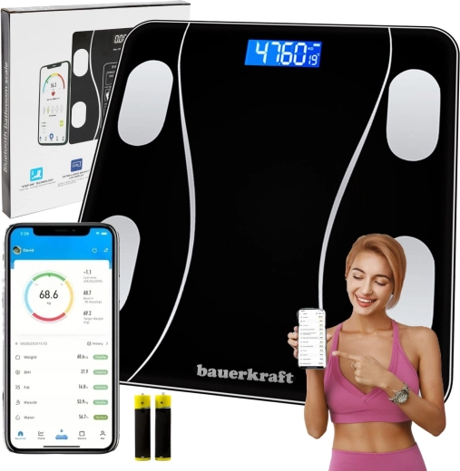 Inteligentná analytická kúpeľňová váha s Bluetooth a aplikáciou do 180 kg