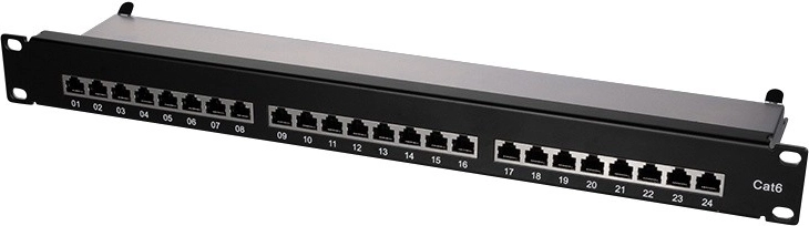 Patchpanel LOGILINK CAT6 19" 24 portov, tienený, čierny