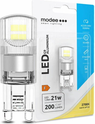 LED žiarovka G9 Modee 1,9 W teplá biela