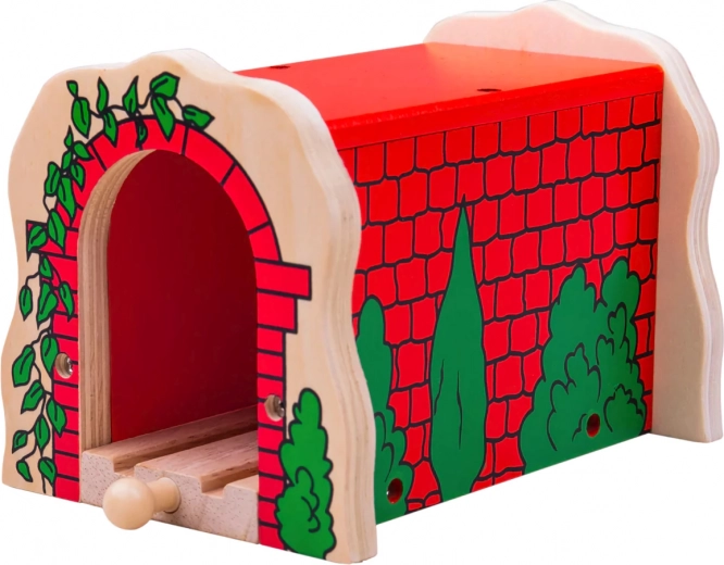 Drevený tehlový tunel pre vláčikodráhy