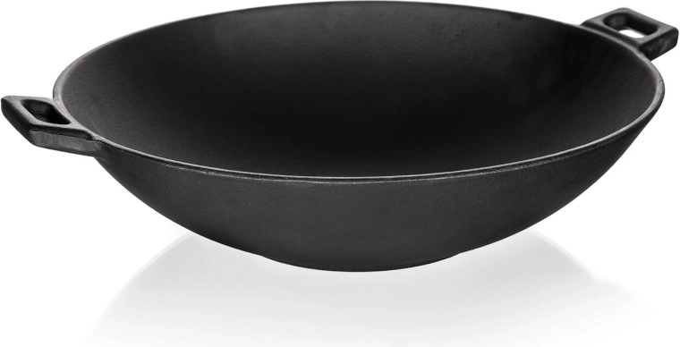 Liatinový wok 36,5 cm EXCELLENT, čierny