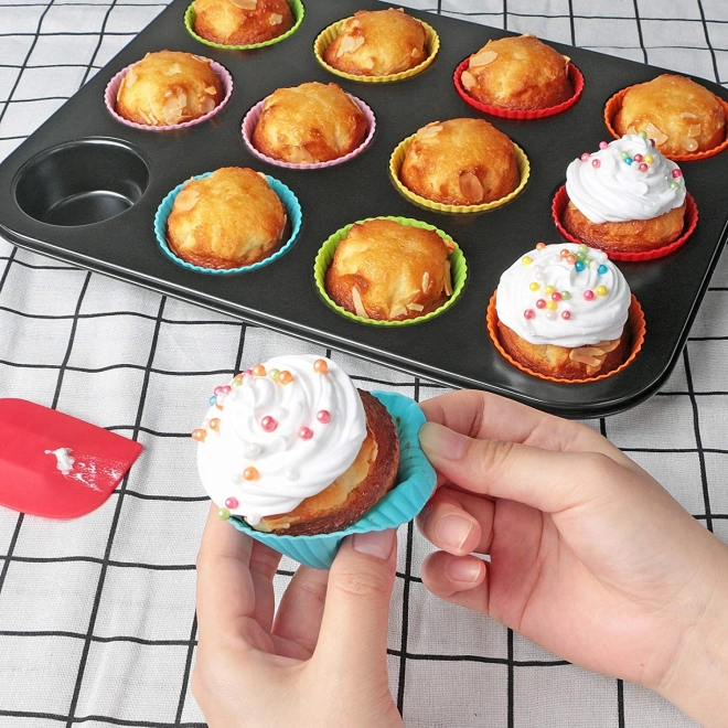 Teflónová forma na muffiny s 12 silikónovými formičkami