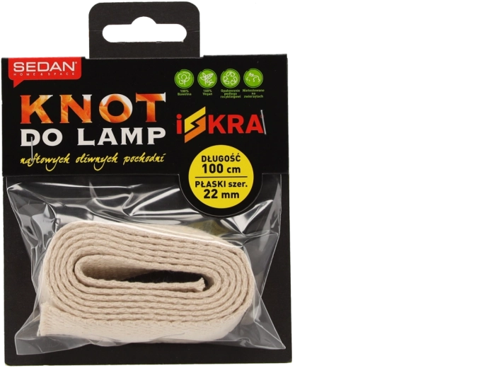 Plochý bavlnený knôt 22 mm × 100 cm pre lampy a pochodne