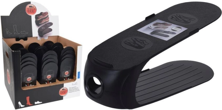 Plastový organizér na obuv s protišmykom, čierny