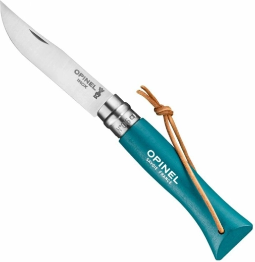 Opinel N°06 Trekking vreckový nôž, tyrkysová, bukové drevo, 7 cm