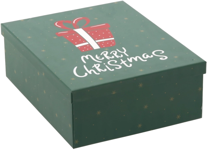 Vianočná darčeková krabička zelená s nápisom Merry Christmas 29 × 23 × 10 cm