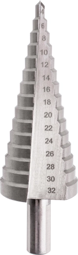 Stupňovitý vrták HSS 4–32 mm, 15 stupňov